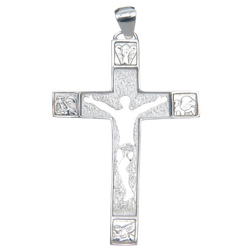 Pectoral cross with perforated body in sterling silver 1