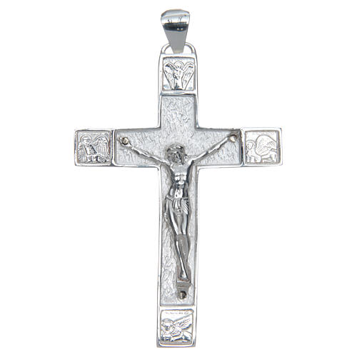 Pectoral cross with 4 evangelists in sterling silver, Body of Christ in relief 1