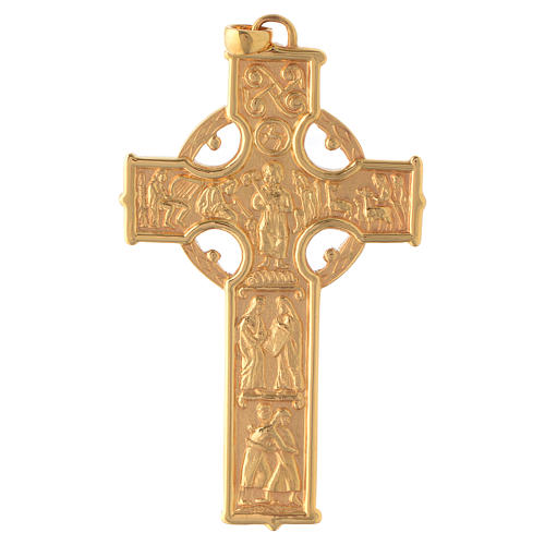 Cruz pectoral Molina plata 925 dorada estilo céltico 1