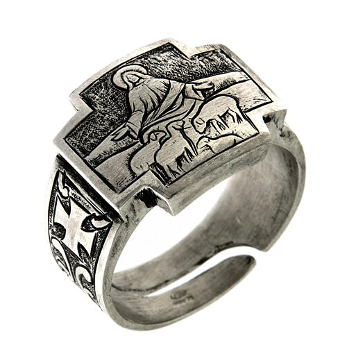 Good Shepherd ring, 925 silver with antique finish 1