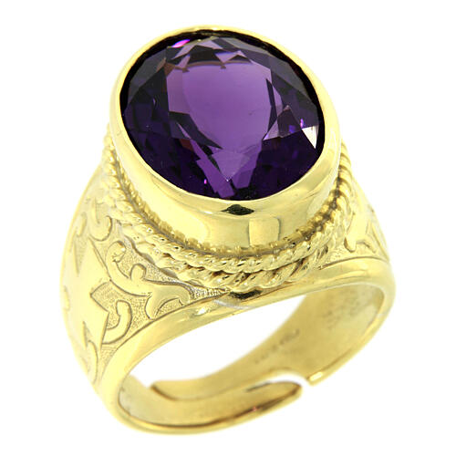 Bischofsring, mit Amethyst, 925er Silber vergoldet 1