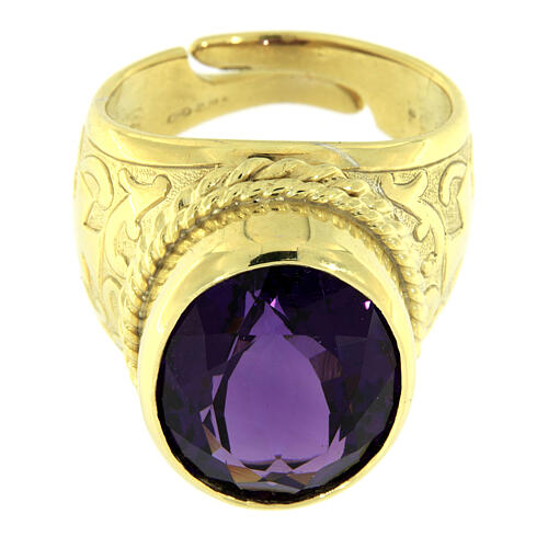 Bischofsring, mit Amethyst, 925er Silber vergoldet 2