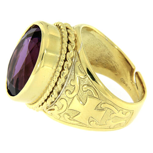 Ring with Amethyst 925 silver gold bath 3