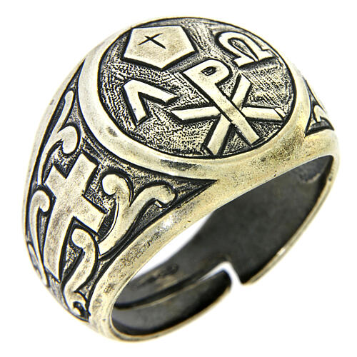 Ring with Chi-Rho symbol, 925 silver with antique finish 1