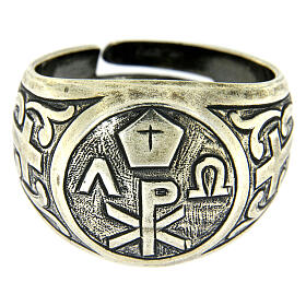 Pierścień symbol Pax, srebro 925 antykowany