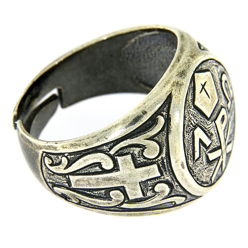 Pierścień symbol Pax, srebro 925 antykowany 3
