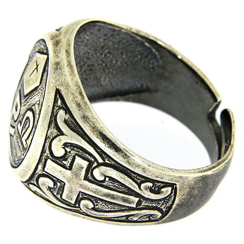 Pierścień symbol Pax, srebro 925 antykowany 4