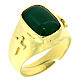 Ring with green agate, gold plated 925 silver s1