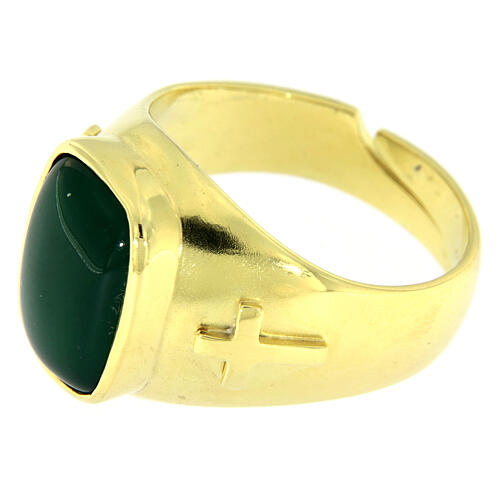 Pierścień z agatem zielonym, srebro 925 pozłacane 3