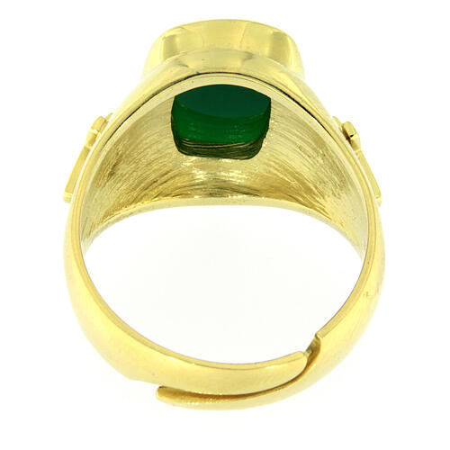 Pierścień z agatem zielonym, srebro 925 pozłacane 4