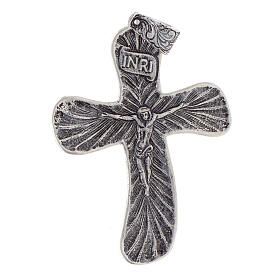 Pectoral cross with body of Christ, leaf pattern, burnished 925 silver