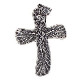 Croce pettorale Crocefisso foglia Argento 925 brunito