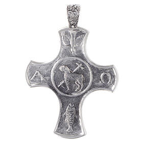 Cruz episcopal Cordero pascual plata 925