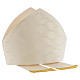 Mitre in wool and silk Jacquard, white and ivory Gamma s6