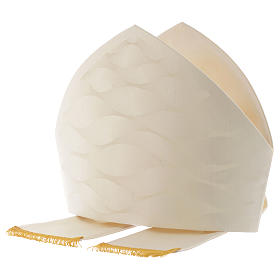 Mitre in wool and silk Jacquard, white and ivory s4