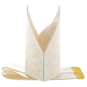 Mitre in wool and silk Jacquard, white and ivory s5