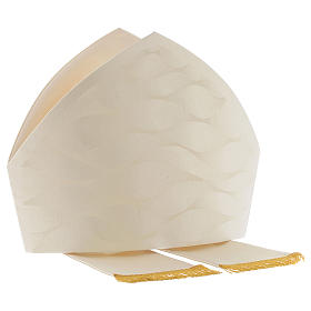 Mitre in wool and silk Jacquard, white and ivory s6