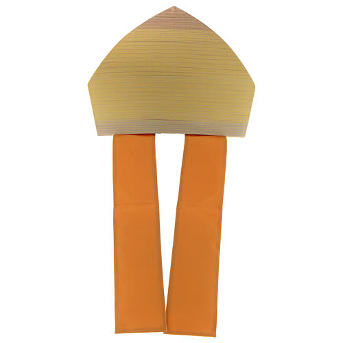 Mitra kość słoniowa tkanina cieniowana 96% wełna 4% lureks podszyta 3