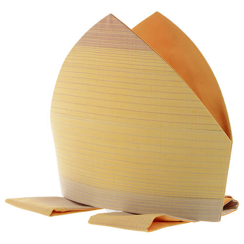 Mitra kość słoniowa tkanina cieniowana 96% wełna 4% lureks podszyta 5