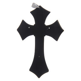Episcopal cross in rhodium 925 sterling silver and horn