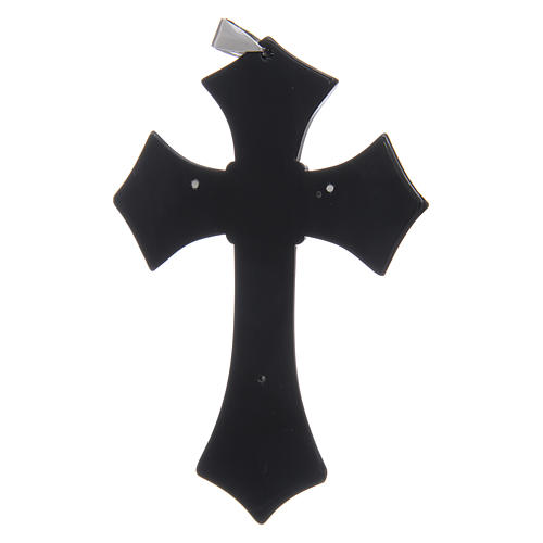 Episcopal cross in rhodium 925 sterling silver and horn 2