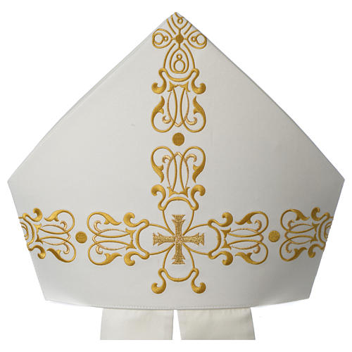 Mitre with golden embroidery, ivory 2