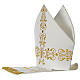 Mitre with golden embroidery, ivory s3