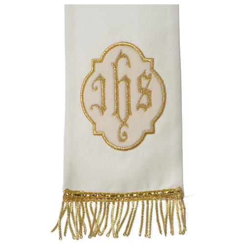 Mitre with golden IHS embroidery on velvet, ivory 5