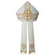 Mitre with golden IHS embroidery on velvet, ivory s1