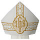 Mitre with golden IHS embroidery on velvet, ivory s2