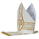 Mitre with golden IHS embroidery on velvet, ivory s3