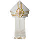 Mitre with golden IHS embroidery on velvet, ivory s6