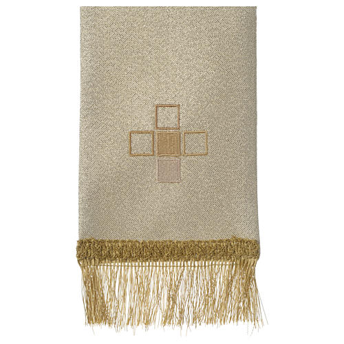 Mitre with squares decoration, golden ivory 4