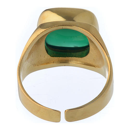 Bishop ring in 800 silver and green agate, golden coloured 5