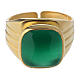 Bishop ring in 800 silver and green agate, golden coloured s2