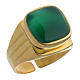 Bishop's Ring Gold Plated silver 800 green agate stone s1