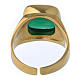 Bishop's Ring Gold Plated silver 800 green agate stone s5