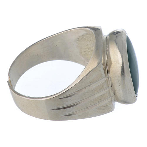 Bishop ring in 800 silver and green agate 3