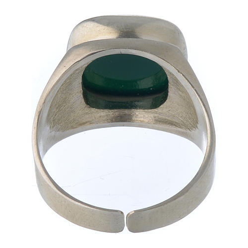 Anello vescovile argento 800 e agata verde 5