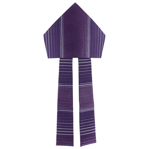 Mitra in der Farbe Violett aus Wolle und Lurex mit Streifen Gamma 1