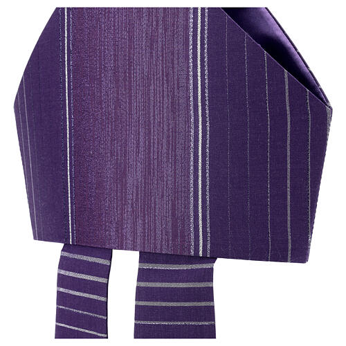 Mitra in der Farbe Violett aus Wolle und Lurex mit Streifen Gamma 3