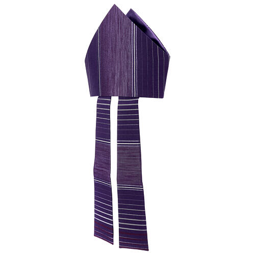 Mitra in der Farbe Violett aus Wolle und Lurex mit Streifen Gamma 4