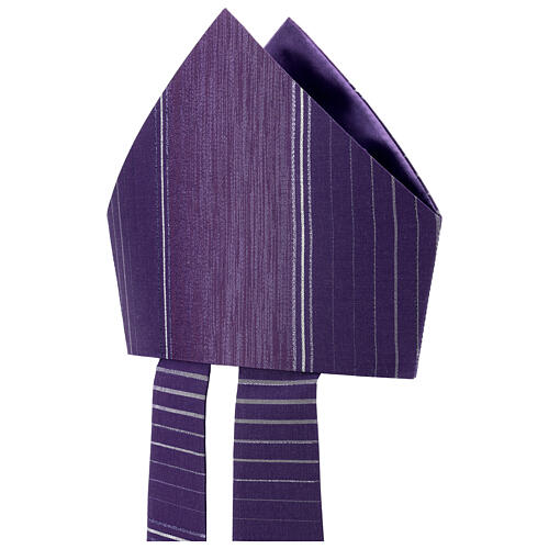 Mitra in der Farbe Violett aus Wolle und Lurex mit Streifen Gamma 5