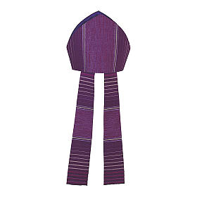 Mitra fioletowa w paski z wełny i lureksu s1