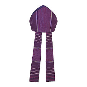 Mitra fioletowa w paski z wełny i lureksu s2