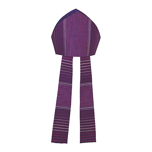 Mitra fioletowa w paski z wełny i lureksu 2