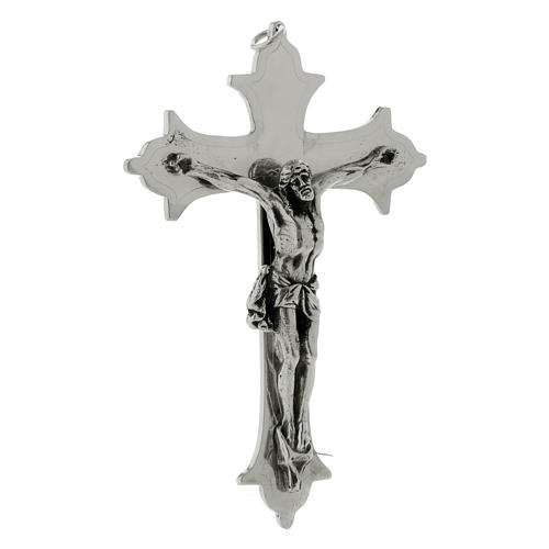 Crucifijo cruz episcopal latón plateado 13 cm 2