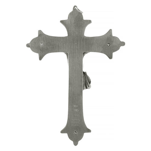 Crucifijo cruz episcopal latón plateado 13 cm 4