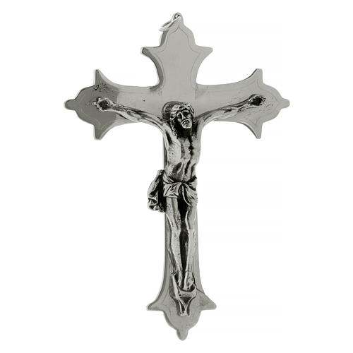 Crucifix croix épiscopale laiton argenté 13 cm 1