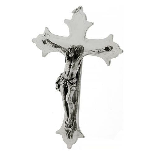 Crucifix croix épiscopale laiton argenté 13 cm 3